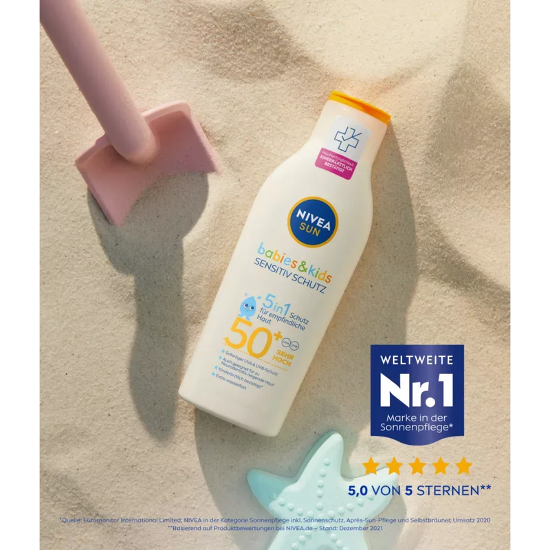 NIVEA SUN Sun Milk Kids, Bescherming & Verzorging gevoelig, SPF 50+, 200 ml