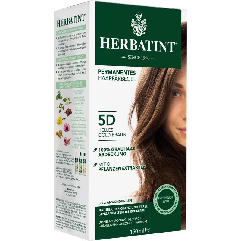 Herbatint Haarkleur licht goudbruin 5D, 1 stuk