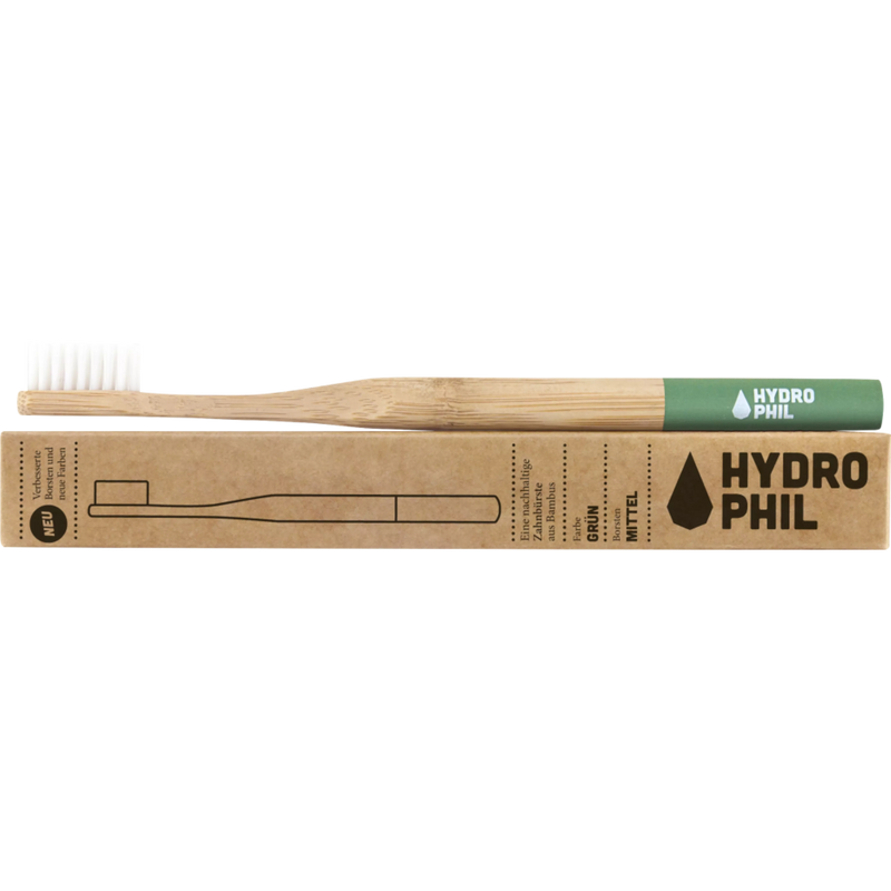 Hydrophil Bamboe tandenborstel groen medium, 1 stuk