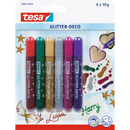 Tesa Glitter Glue Glitter Deco pack de 6 assortis 6 x 10 g, 6 pcs.