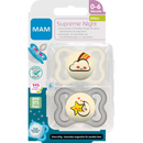 MAM Sucette Supreme Night silicone, crème/gris, 0-6 mois, 2 pièces