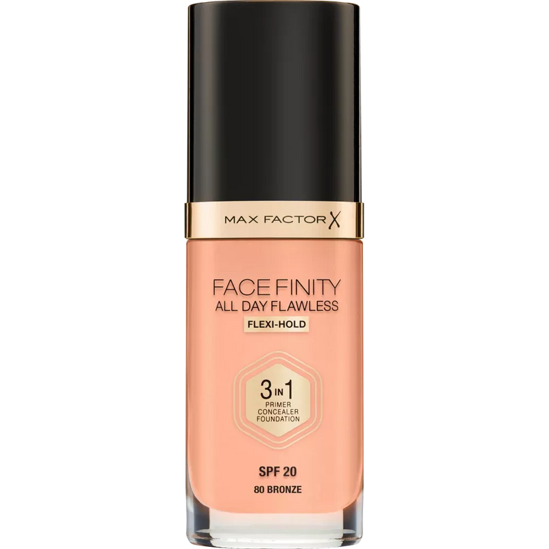 MAX FACTOR Make-up Face Finity All Day Flawless 3in1 Foundation Bronze 80, SPF 20, 30 ml