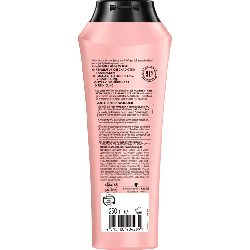 Schwarzkopf Gliss Kur Shampoo Anti-Spliss Miracle, 250 ml