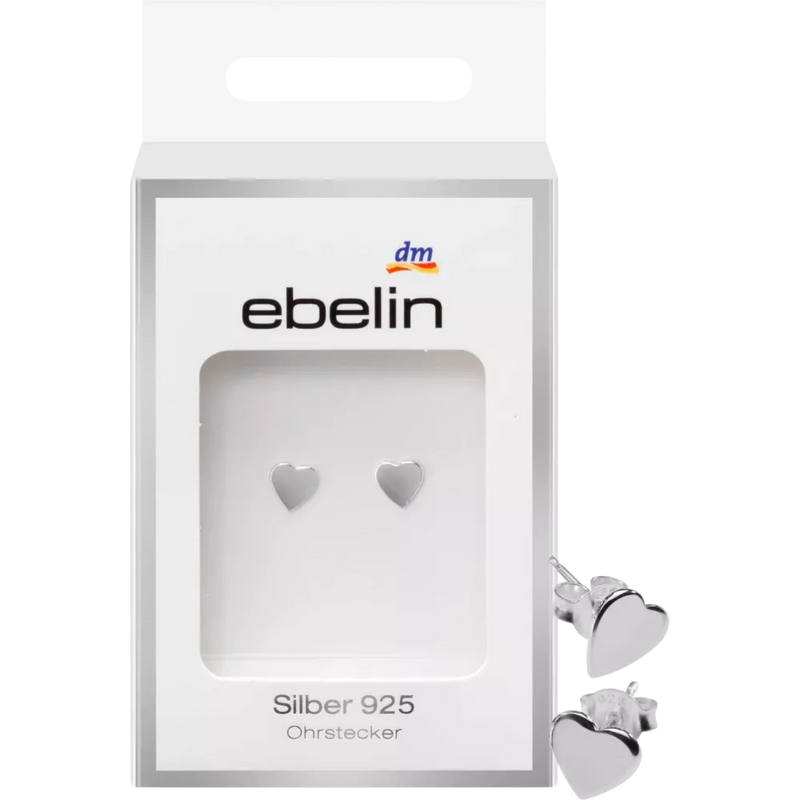 Boucles d'oreilles ebelin coeur argent 925, 2 pièces.