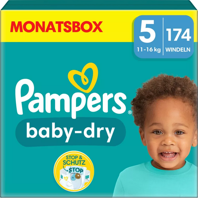 Pampers Luiers Baby Dry Gr.5 Junior (11-16kg), maandelijkse doos, 174 stuks.