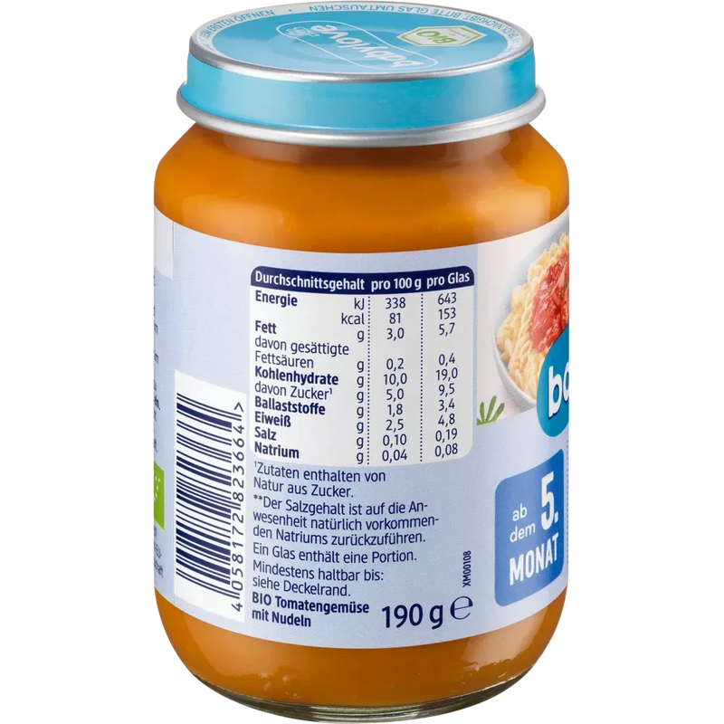 babylove Babymaaltijd Tomaatgroenten met Noedels 5+ Maanden 100% biologische kwaliteit 190g