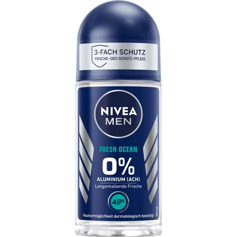 NIVEA MEN Deo Roll On Deodorant Fresh Ocean, 50 ml