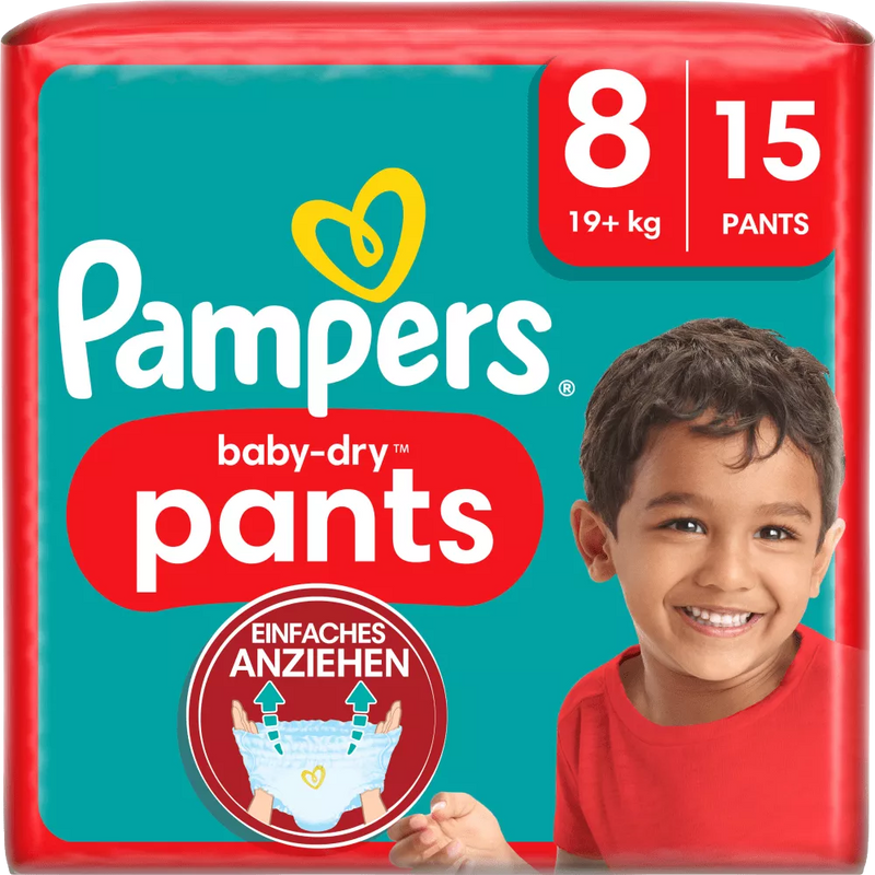 Pampers Babybroekjes Baby Dry Gr.8 Extra Large (19+ kg), 15 stuks.