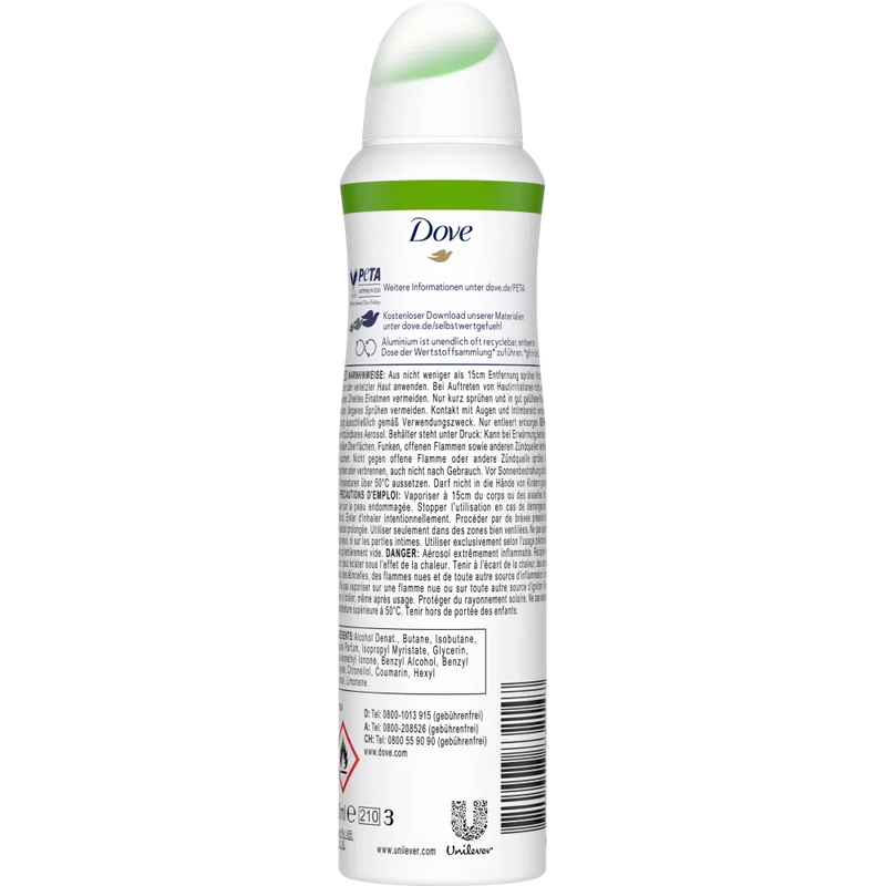 Dove Deo Spray Deodorant Go fresh Thee & Komkommer, 150 ml