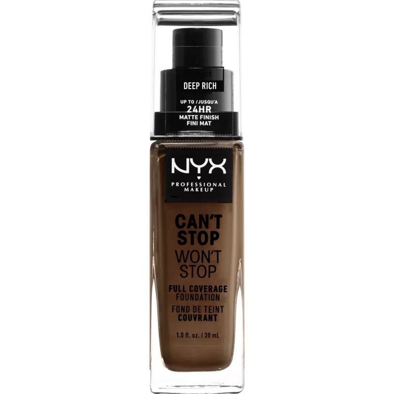 NYX PROFESSIONAL MAKEUP Foundation Can't Stop Won't Stop 24-Hour Deep Rich 20, 30 ml