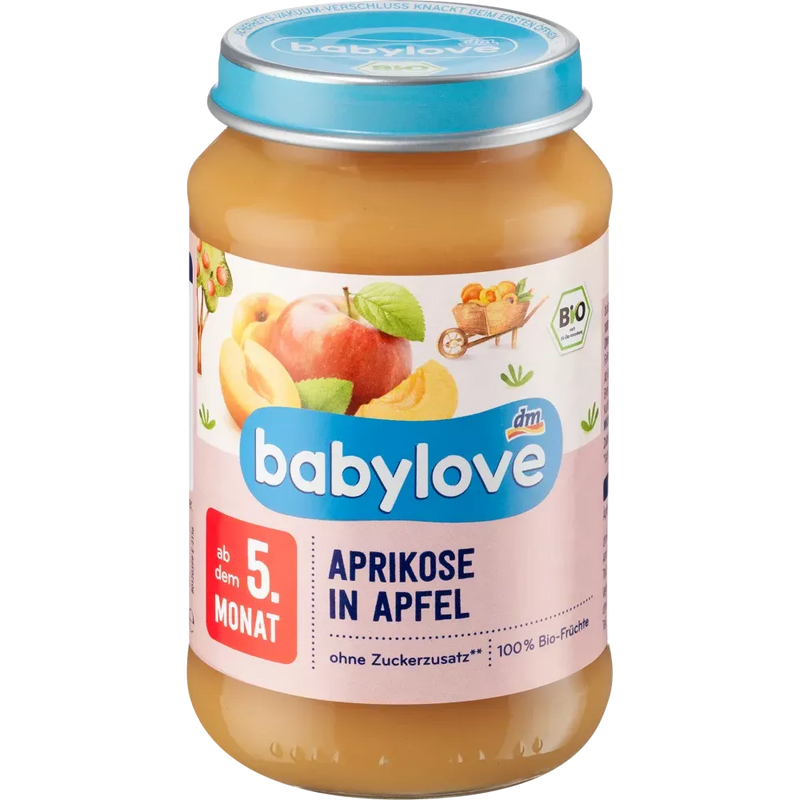babylove Babymaaltijd 5+ Maanden Abrikoos in Appel 100% biologische kwaliteit 190g
