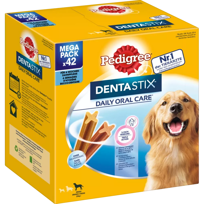 Pedigree Hondenkauw DentaStix voor grote honden, multipack (6x7 stuks), 1.62 kg