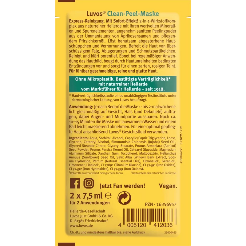 Luvos Heilerde Gezichtsmasker Healing Earth Clean Peel , 15 ml