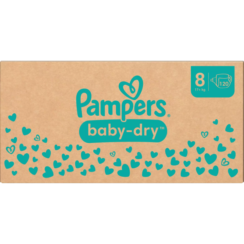 Pampers Luiers Baby Dry Gr.8 Extra Large (17+ kg), maandelijkse doos, 120 stuks.