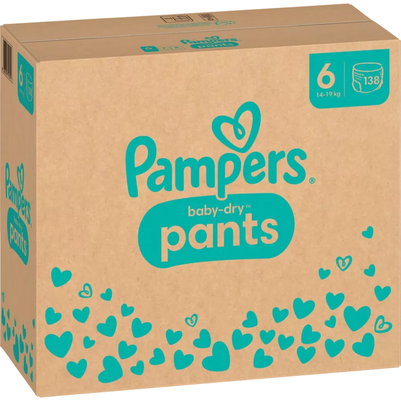 Pampers Babybroekjes Baby Dry Gr.6 Extra Large (14-19 kg), maandelijkse doos, 138 stuks.