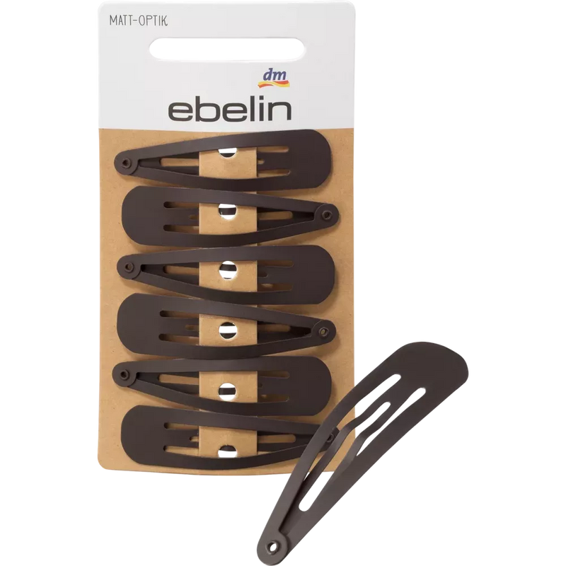 ebelin Haarklemmen bruin matte look, 6 stuks.