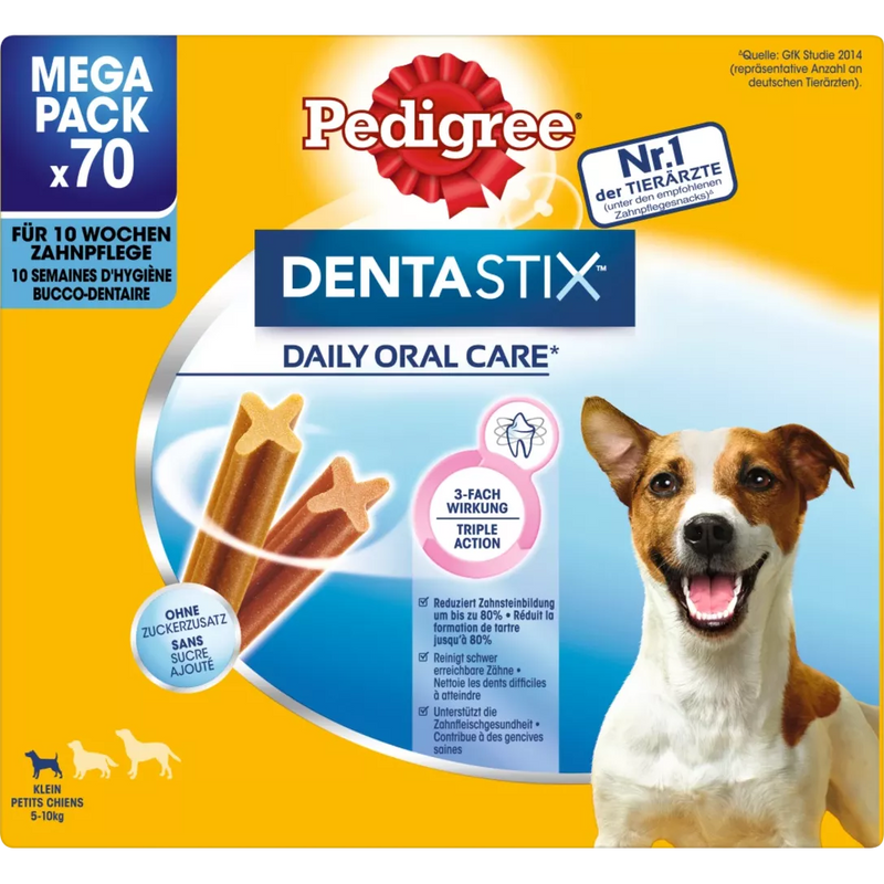Pedigree Hondenkauw DentaStix voor kleine honden, multipack (10x7 stuks), 1,1 kg