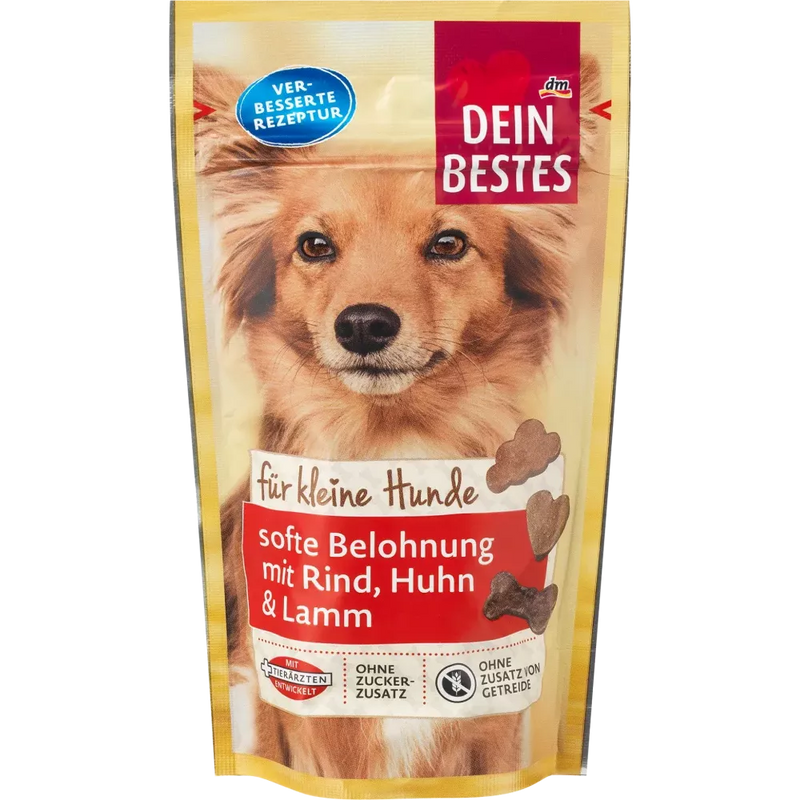 Dein Bestes Snack voor kleine honden, zachte beloning met rund, kip & lam, 60 g