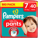 Pampers Baby Pants Baby Dry Gr.7 Extra Large (17+ kg), paquet en vrac, 40 pièces.