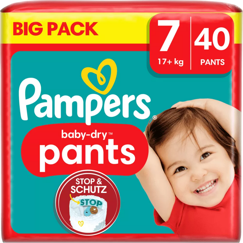 Pampers Babybroekjes Baby Dry Gr.7 Extra Large (17+ kg), Grootverpakking, 40 stuks.