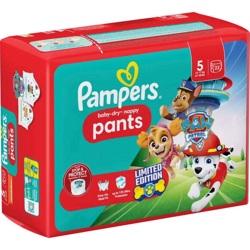 Pampers Baby Broekjes Baby Dry maat 5 Junior (12-17 kg) Limited Edition Paw Patrol, 22 stuks.