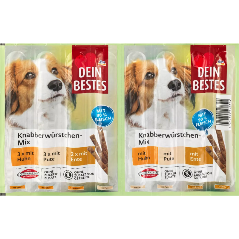Dein Bestes Snack voor honden, snackworstmix met 90% vlees, 88 g