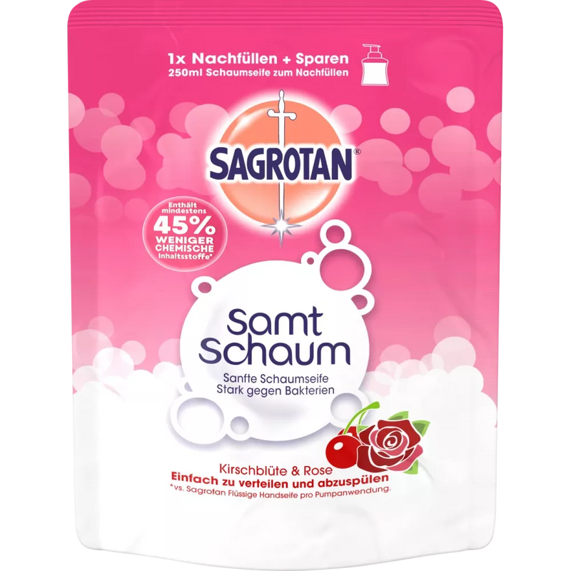 Sagrotan Cherry Blossom & Rose Schuimende Handzeep Navulling, 250 ml