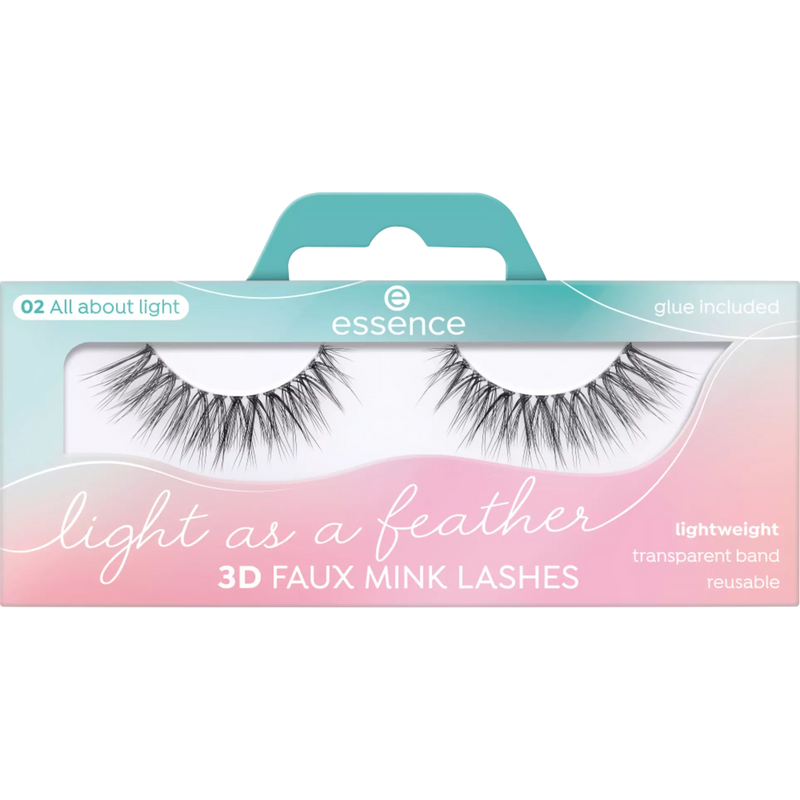 essence Kunstmatige wimpers Light As A Feather 3D Faux Mink Lashes 02 All About Light (1 paar), 2 stuks.