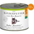 Defu Nourriture humide pour chats, poulet bio, sensible, sans céréales, Multipack (12 x 200g), 2,4 kg
