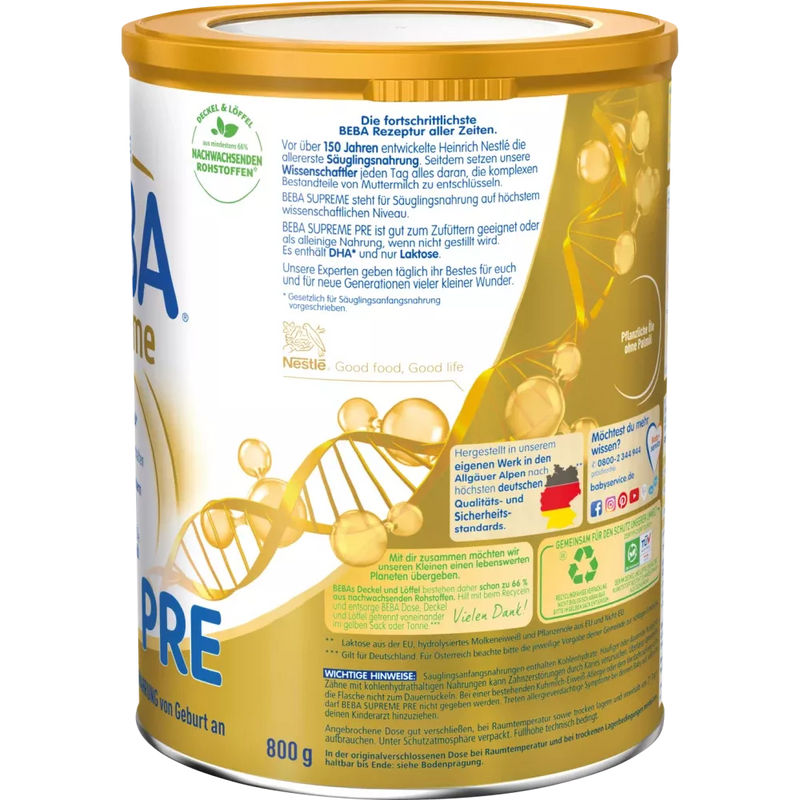 Nestlé BEBA BEBA supreme zuigelingenmelk PRE melkpoeder (vanaf 0 maanden), 800g