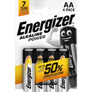 Energizer Batterijen Power Mignon AA Alkali-Mangaan, 4 stuks.