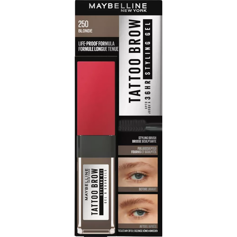 Maybelline New York Wenkbrauw Gel Tattoo Brow 36H Nr. 250 Blond, 6 ml