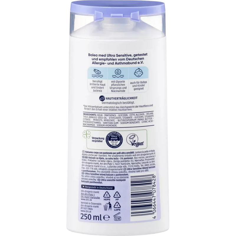 Balea MED Lichaamsverzorging Balsem Ultra Sensitive Panthenol, 250 ml