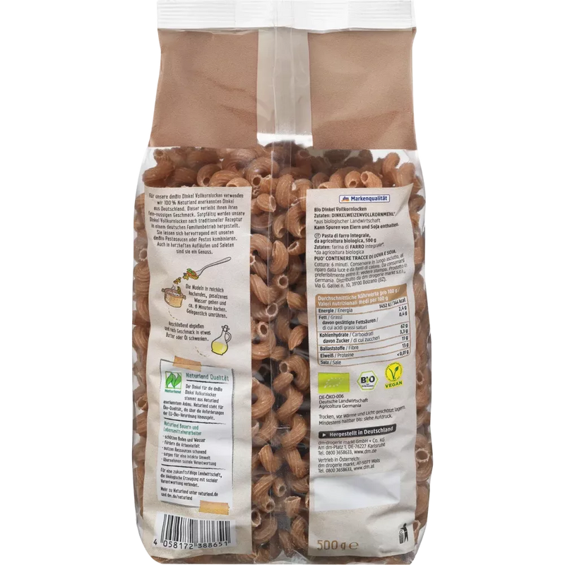 dmBio Pasta, krullen van spelt volkoren, 500 g