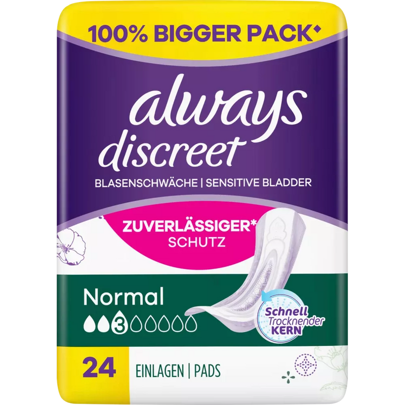 always Hygiene pads blaaszwakte Discreet Normaal Grootverpakking, 24 stuks