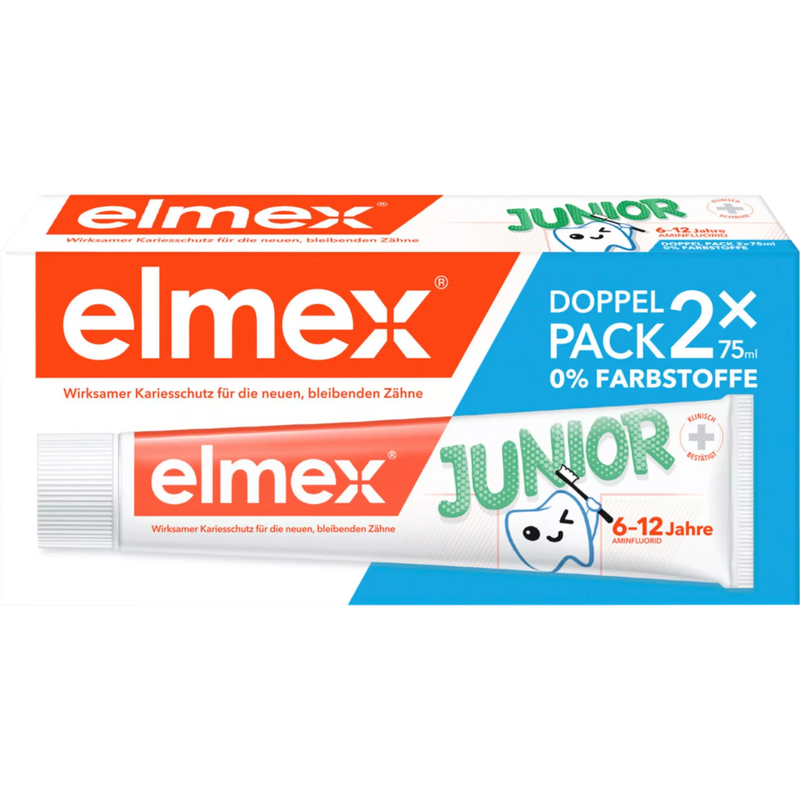 elmex Tandpasta Kinderen Junior 6 tot 12 jaar (2x75ml), 150 ml