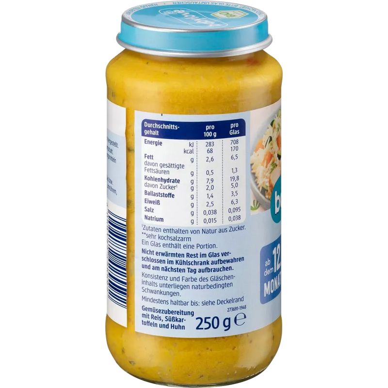 babylove Babymaaltijd - Groenterijst met Zoete Aardappel en Kip - 12+ Maanden - 250 g
