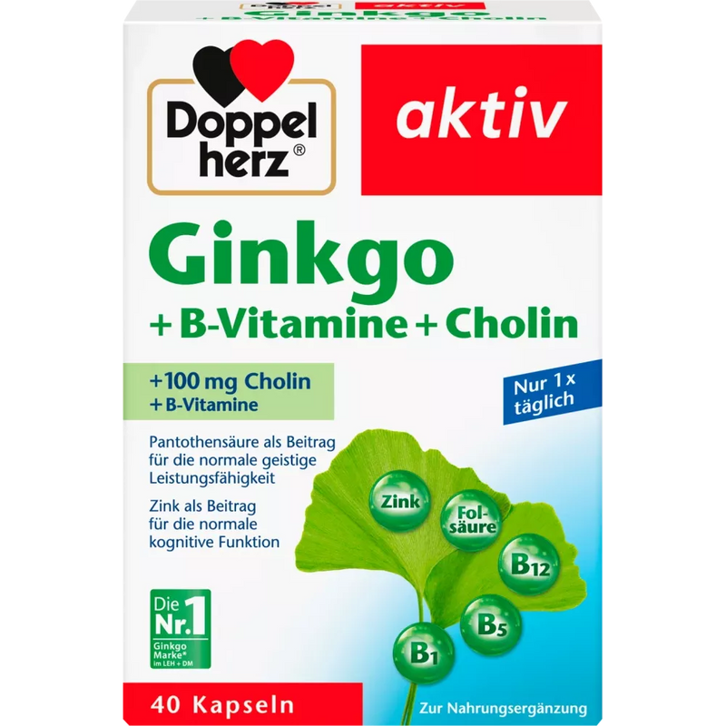 Doppelherz Ginkgo + B-vitaminen + choline capsules 40 stuks, 22,4 g