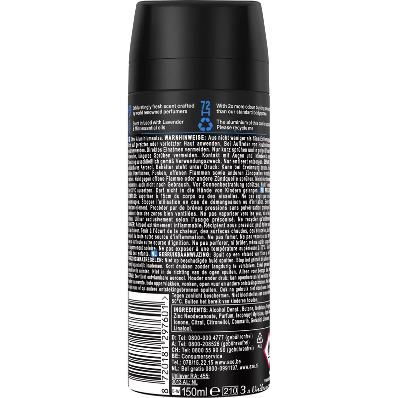 AXE Deodorant Spray Blauwe Lavander, 150 ml