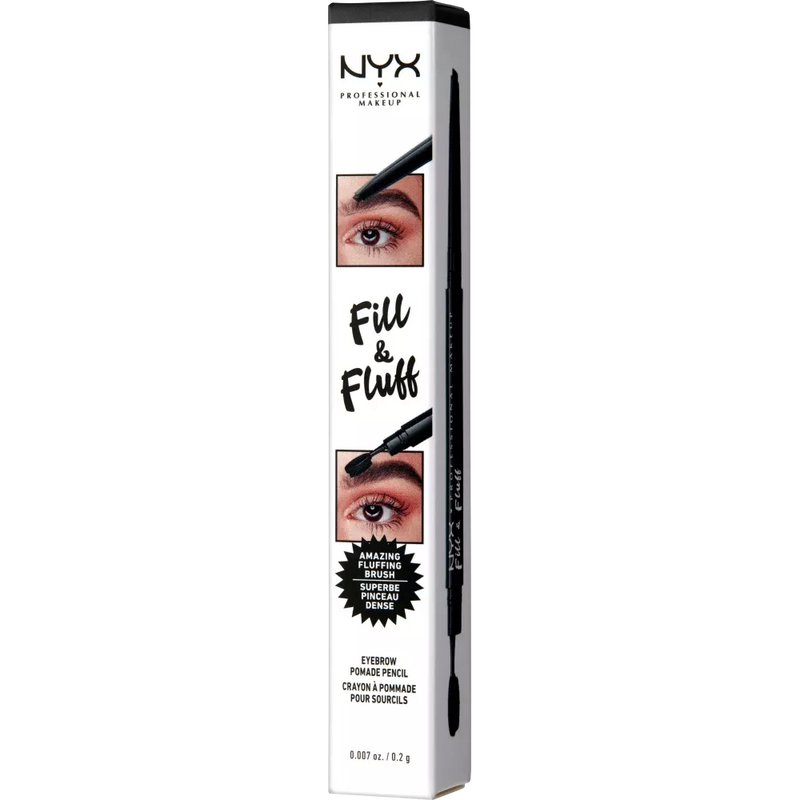 NYX PROFESSIONAL MAKEUP Crayon à sourcils Fill &amp; Fluff Pommade à sourcils 08 Noir, 0,2 g