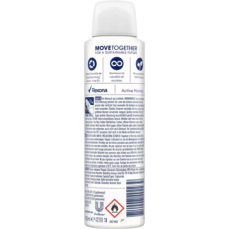 Rexona Active Morning Antiperspirant Deodorant Spray, 150 ml
