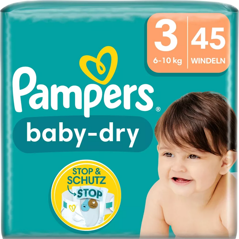 Pampers Luiers Baby Dry maat 3 Midi (6-10 kg), 34 stuks.