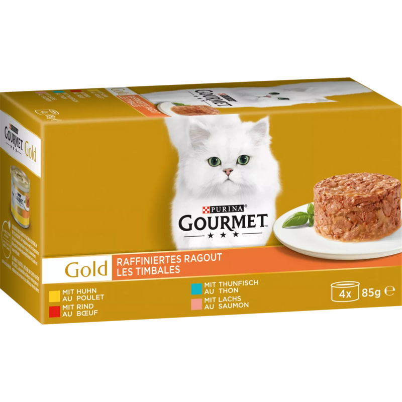 Purina Gourmet Katten Natvoer, Goudgeraffineerde Ragout met Kip, Multipack, 340 g