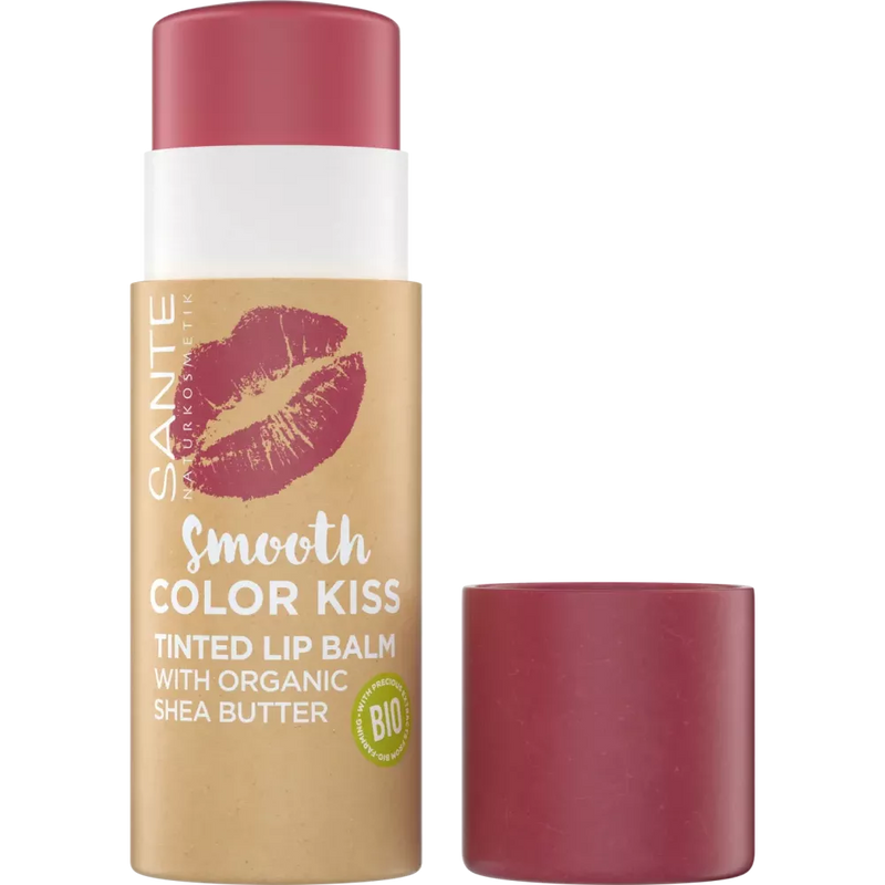 Sante Lippenbalsem Smooth Color Kiss Zacht Rood 02, 7 g