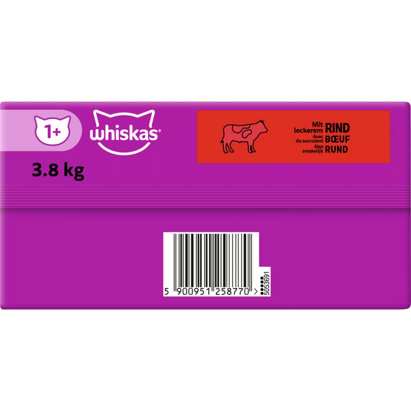 Whiskas Droog kattenvoer met rundvlees, Adult 1+, 3.8 kg