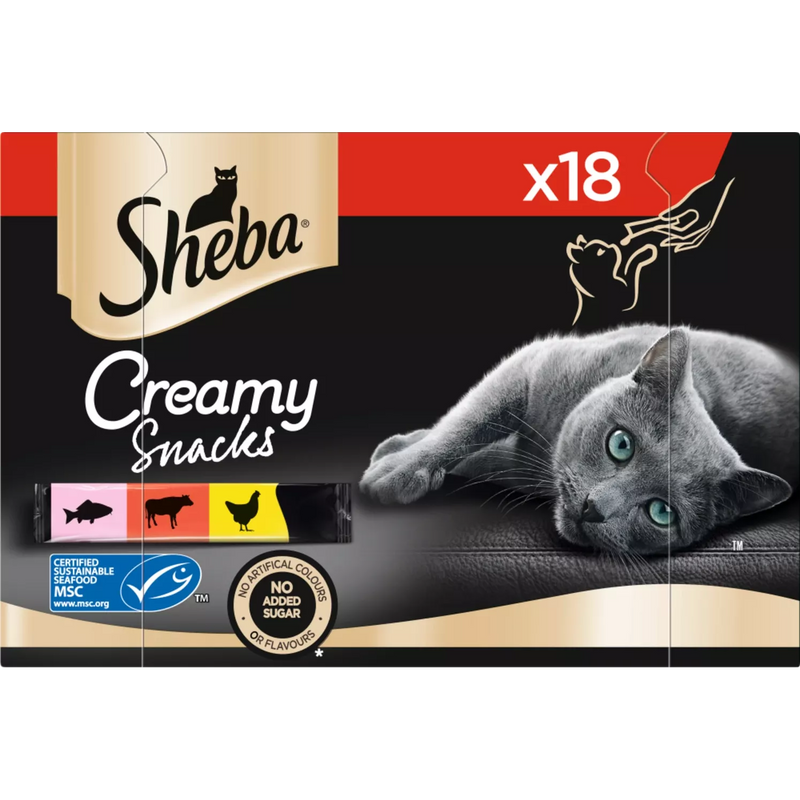 Sheba Kattensnack, romige snacks Multipack (18 x 12g), 216 g