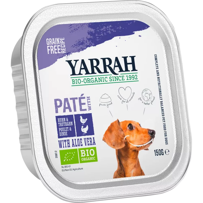 Yarrah Honden Natvoer Bio Paté met Kip & Kalkoen, Multipack (6 x 150g), 900 g