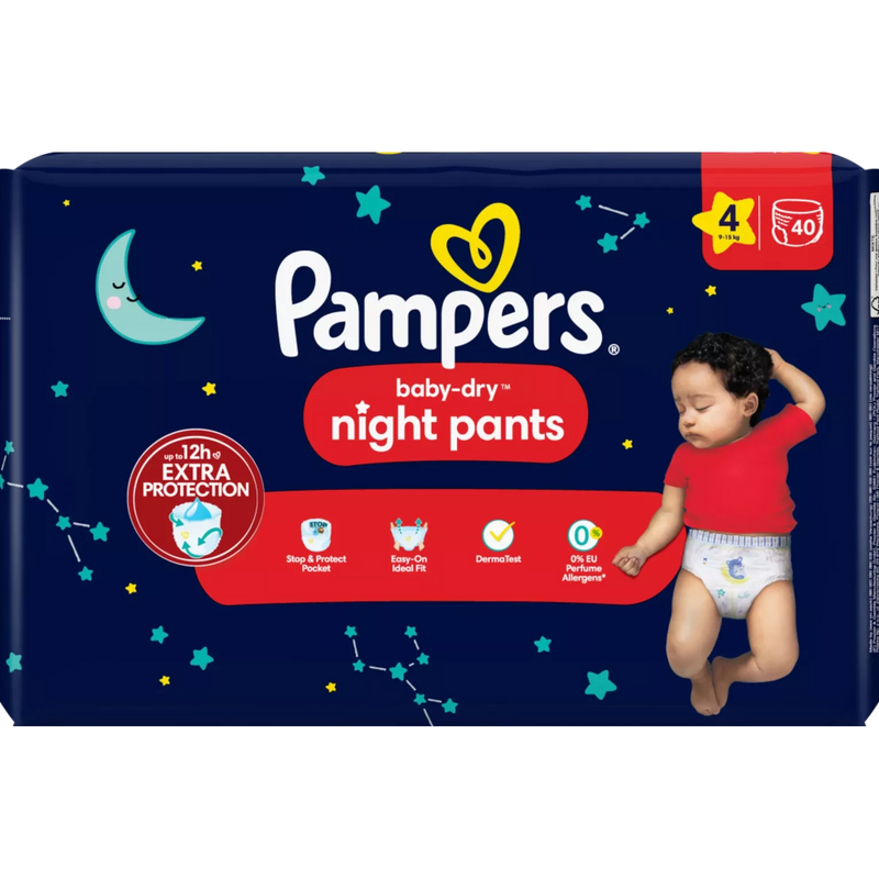 Pampers Babybroekjes nacht Baby Dry maat 4 Maxi (9-15 kg), 40 stuks.