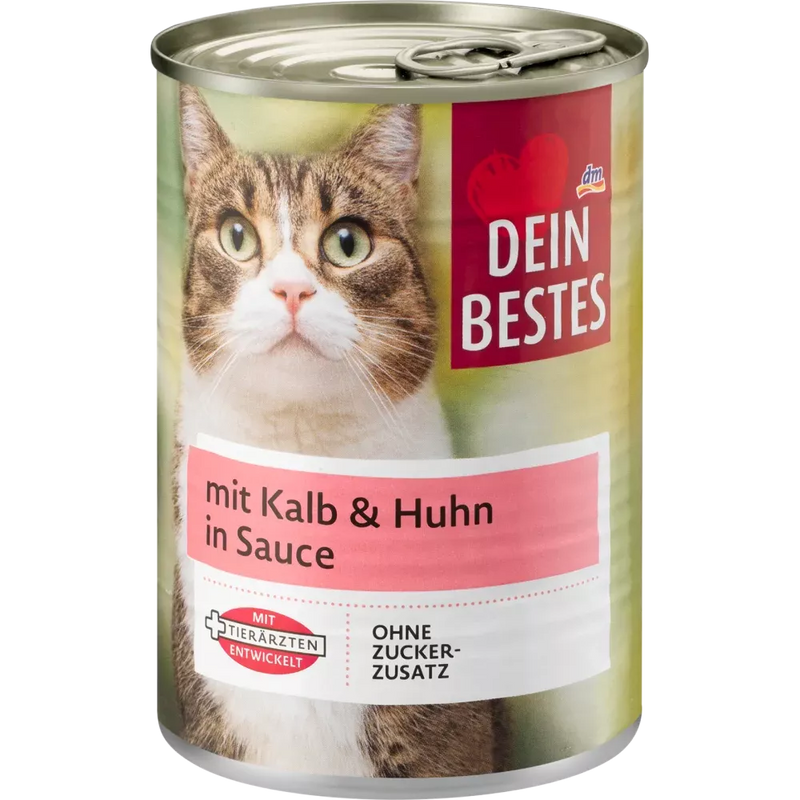 Dein Bestes Natvoer voor katten met kalfsvlees en kip, in saus, 400 g