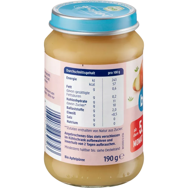 babylove Babymaaltijd 5+ Maanden appelpuree 100% biologische kwaliteit 190g